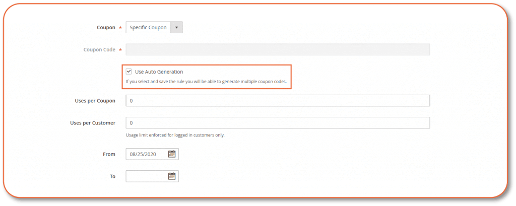 tick auto generation checkbox