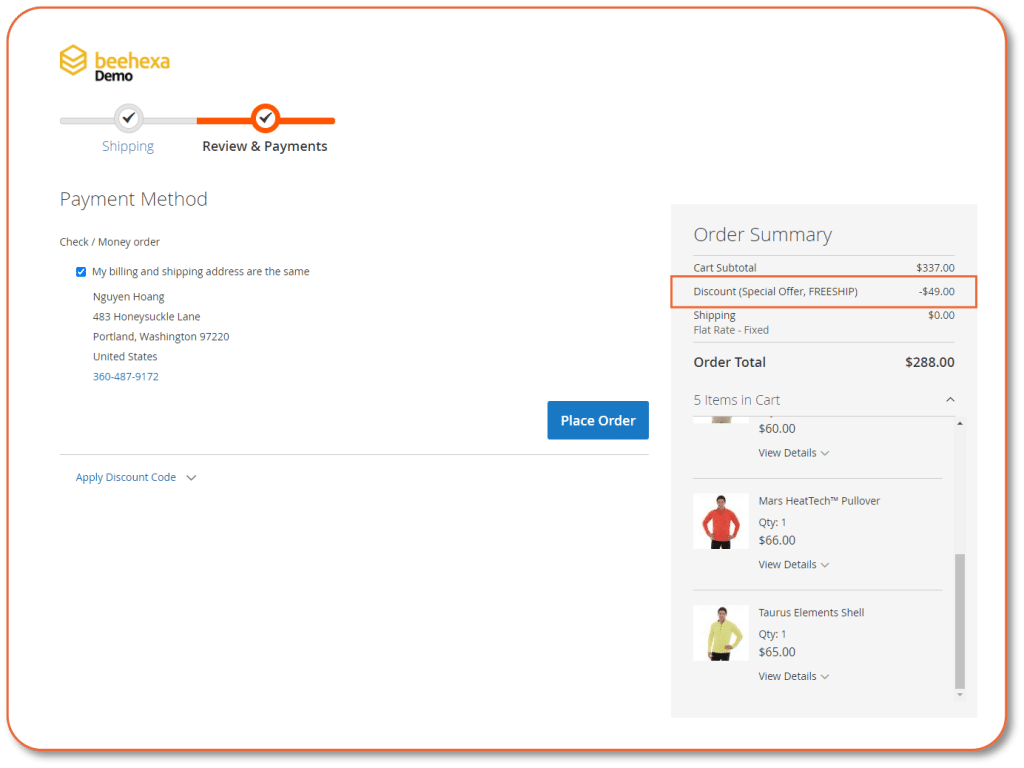 test the rule on store view