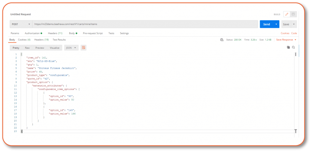 respone product in postman