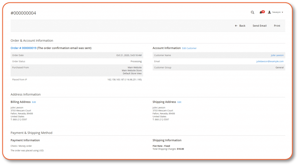 invoice view on admin