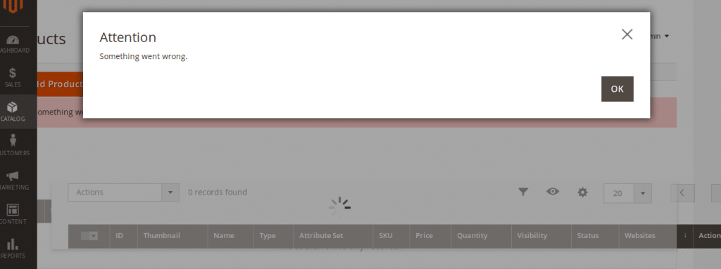 magento 2 something went wrong