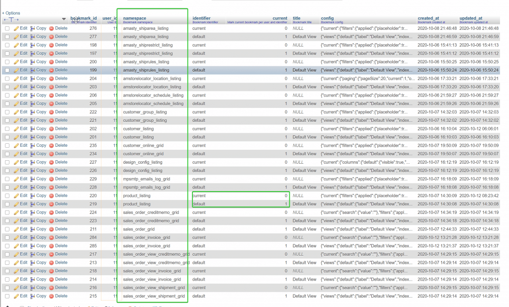 magento 2 ui_bookmark table