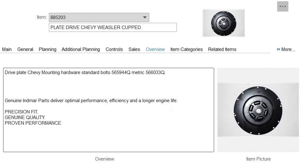 Product Description from Infor Syteline to Magento with HexaSync 1 overview data transformation