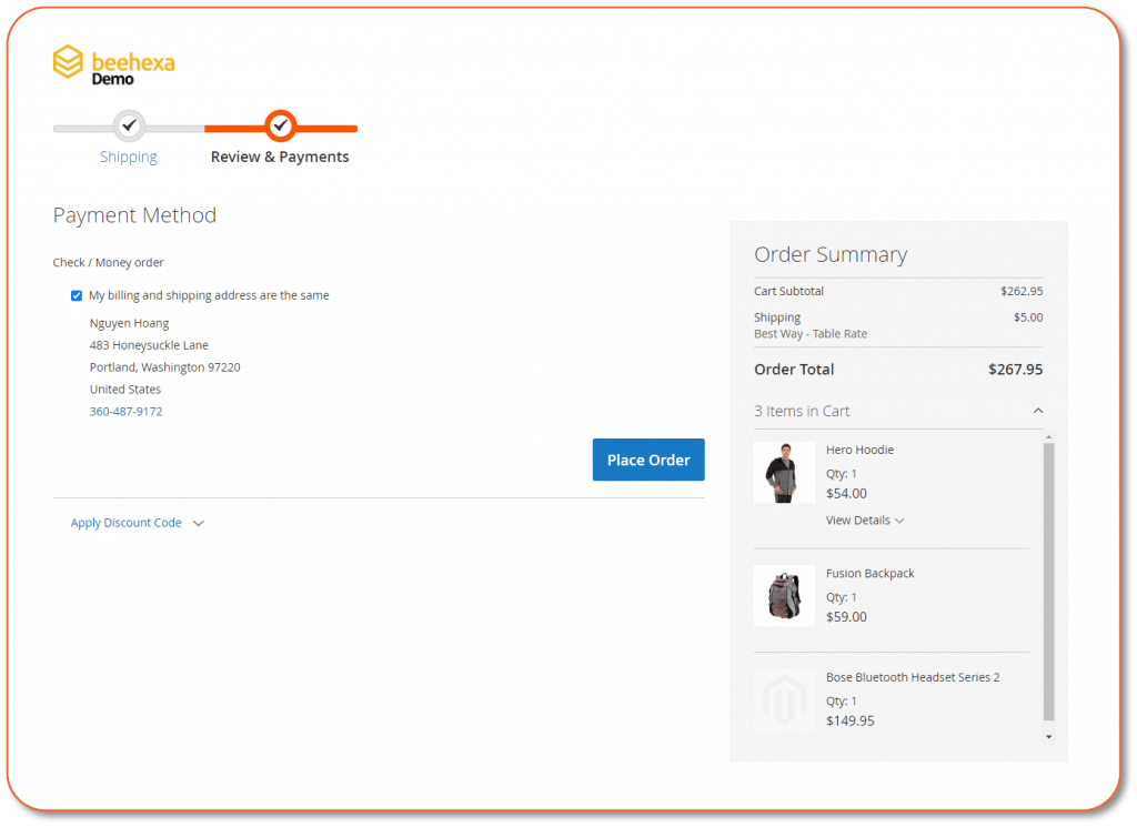 storefront magento checkout demo