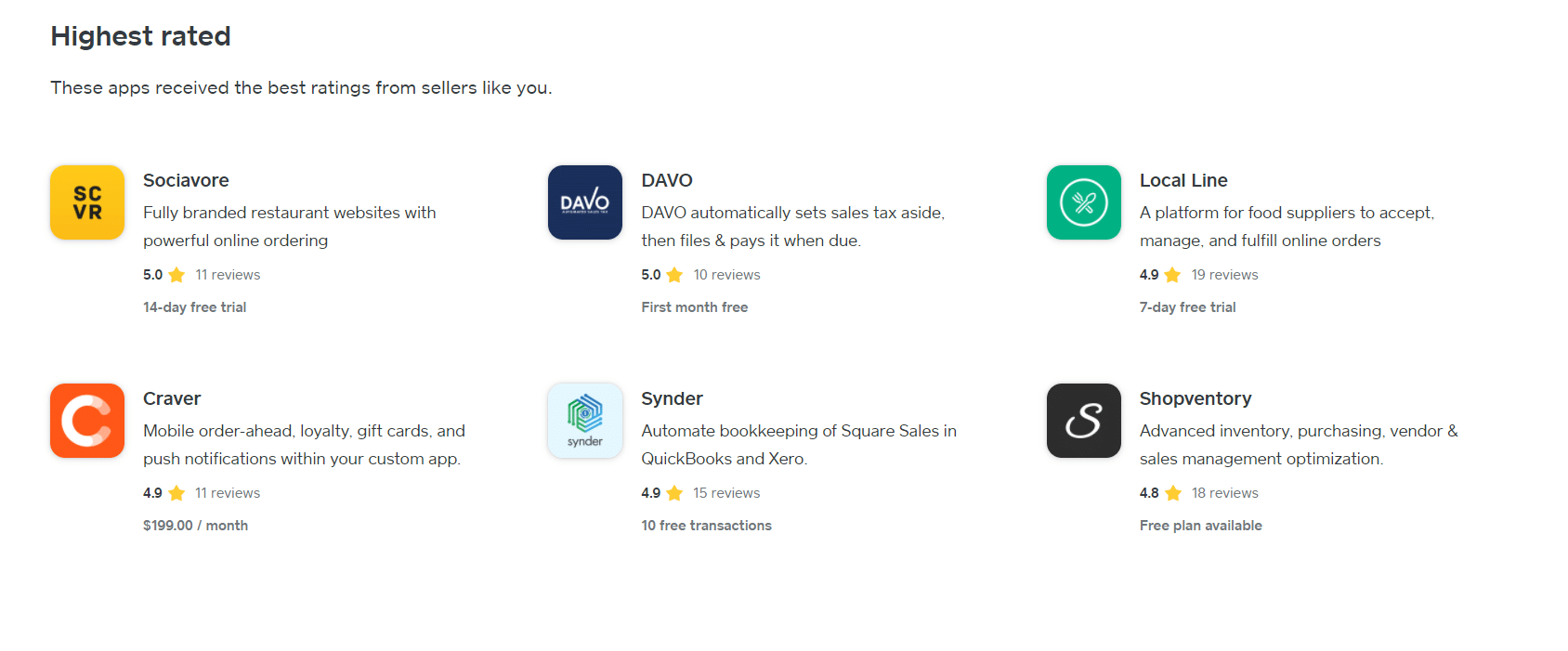 Square integration apps