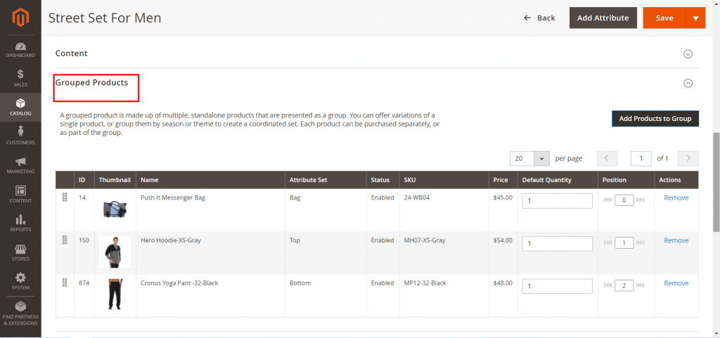 add selected products in magento 2 dashboard 