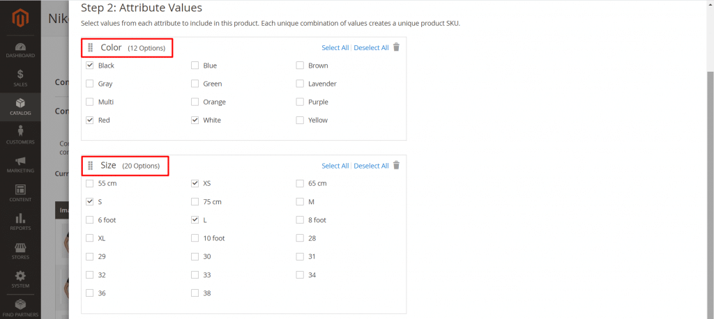 enter attribute values 