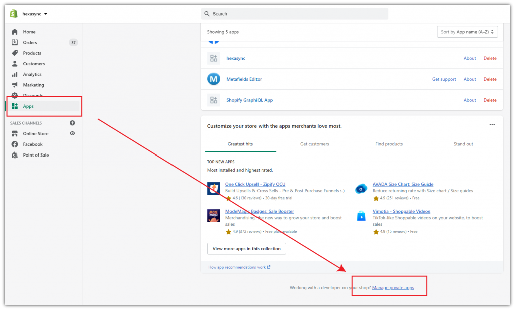 shopify dashboard