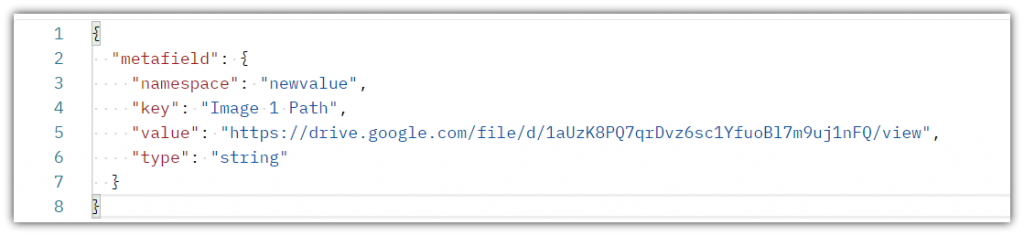 metafield code postman example