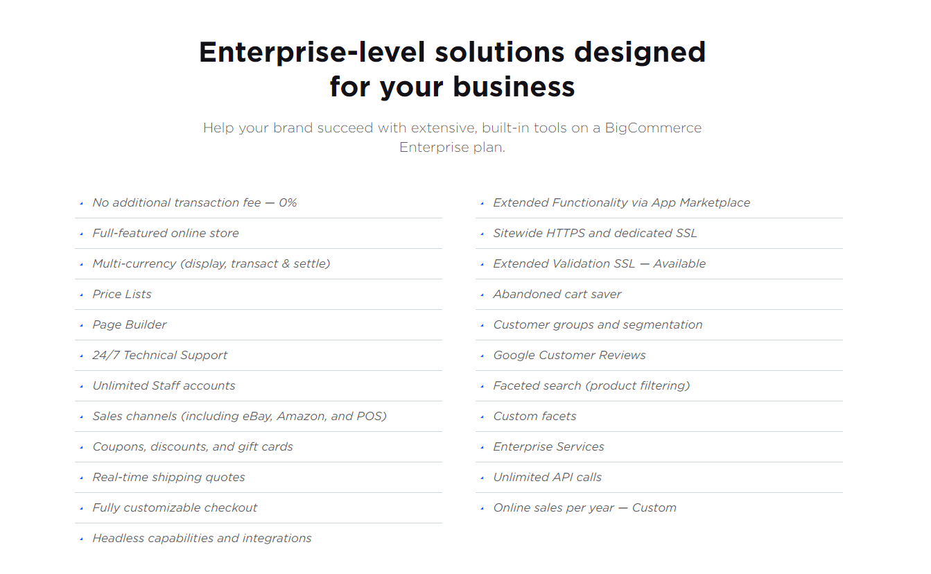 bigcommerce enterprise features