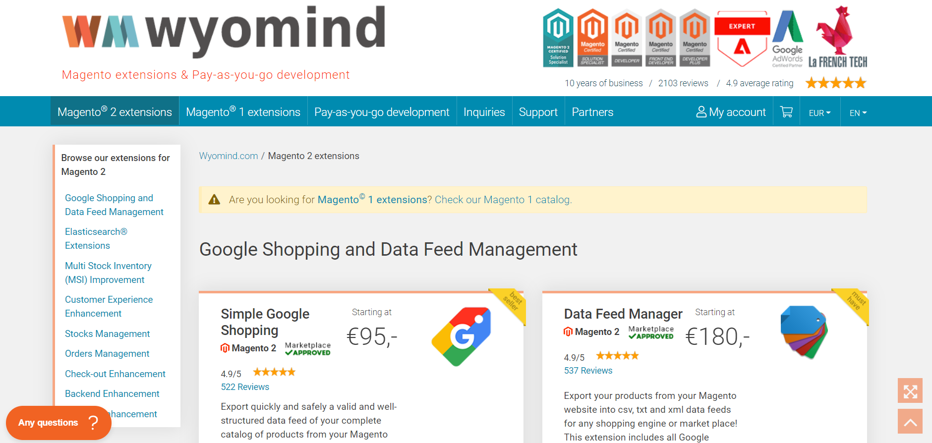 Magento extension provider Website