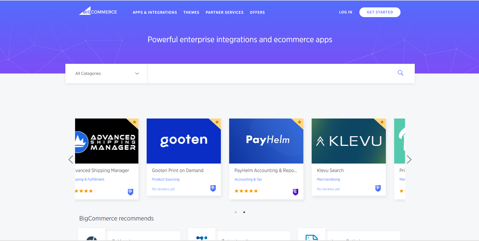 BigCommerce Apps Marketplace interface