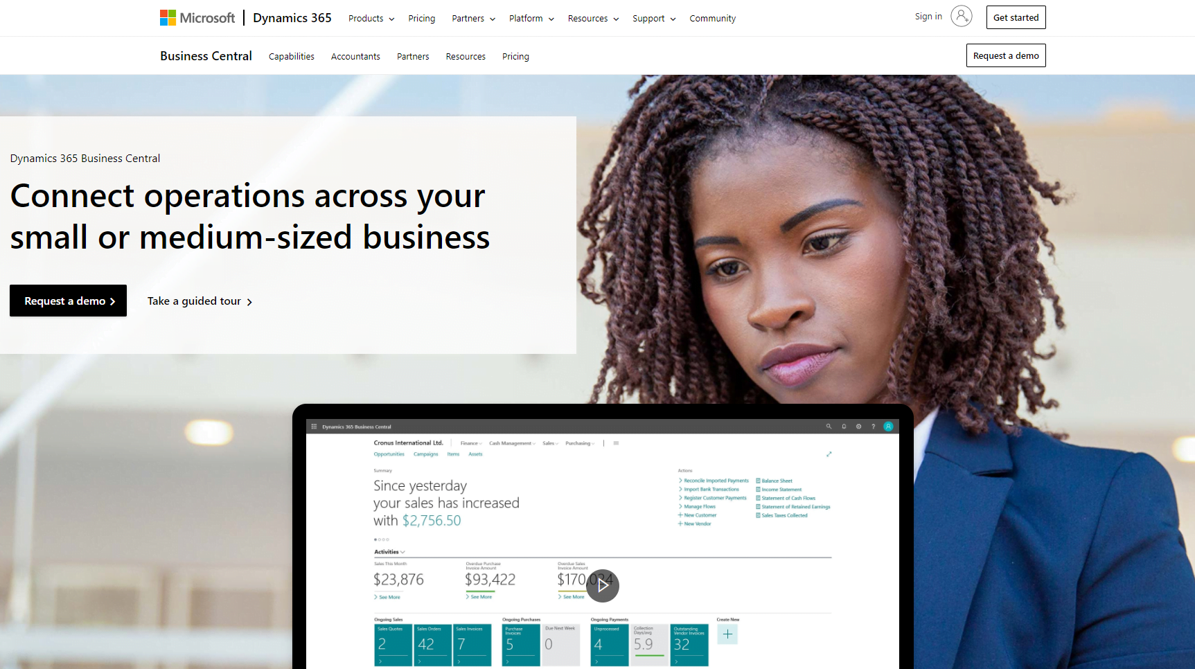 How can Businesses Take Advantage of ERP Finance in 2022? 11 Dynamics 365 Central dashboard