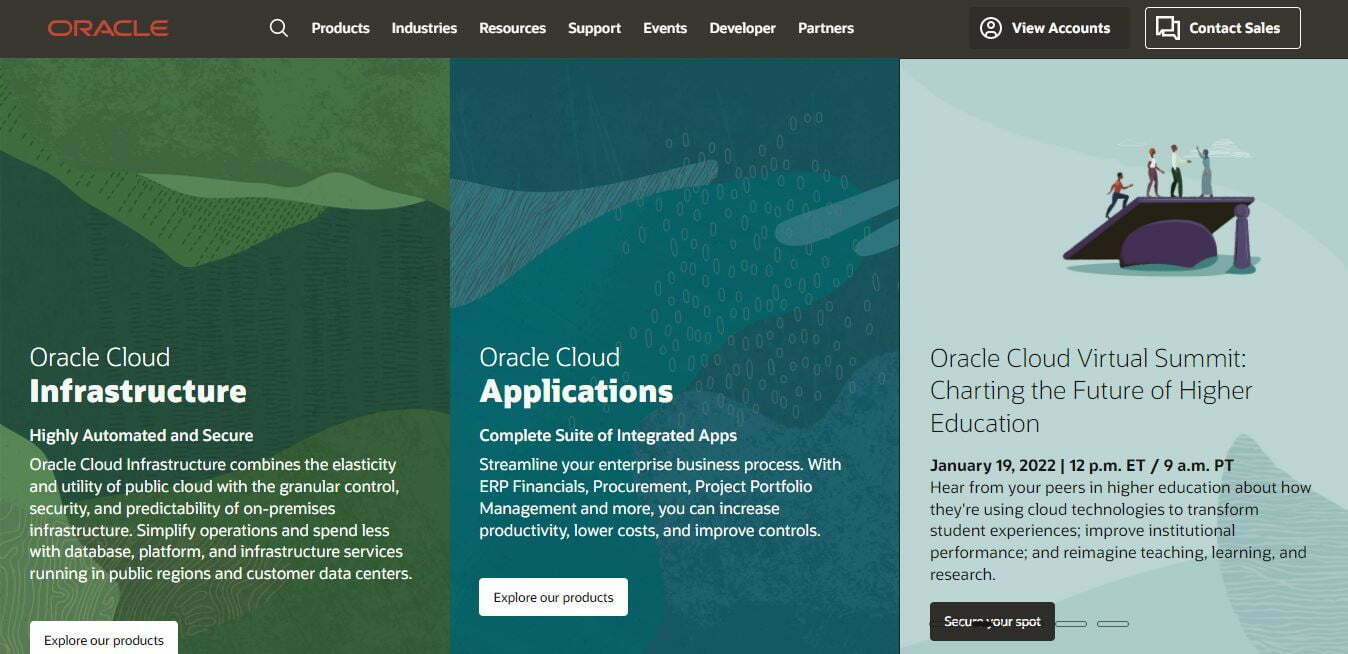 The interface of Oracle Fusion Cloud