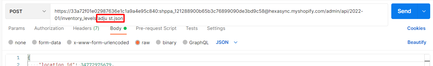 Shopify API 2025 - Adjusts the inventory level of an inventory item at a location 3 extra space
