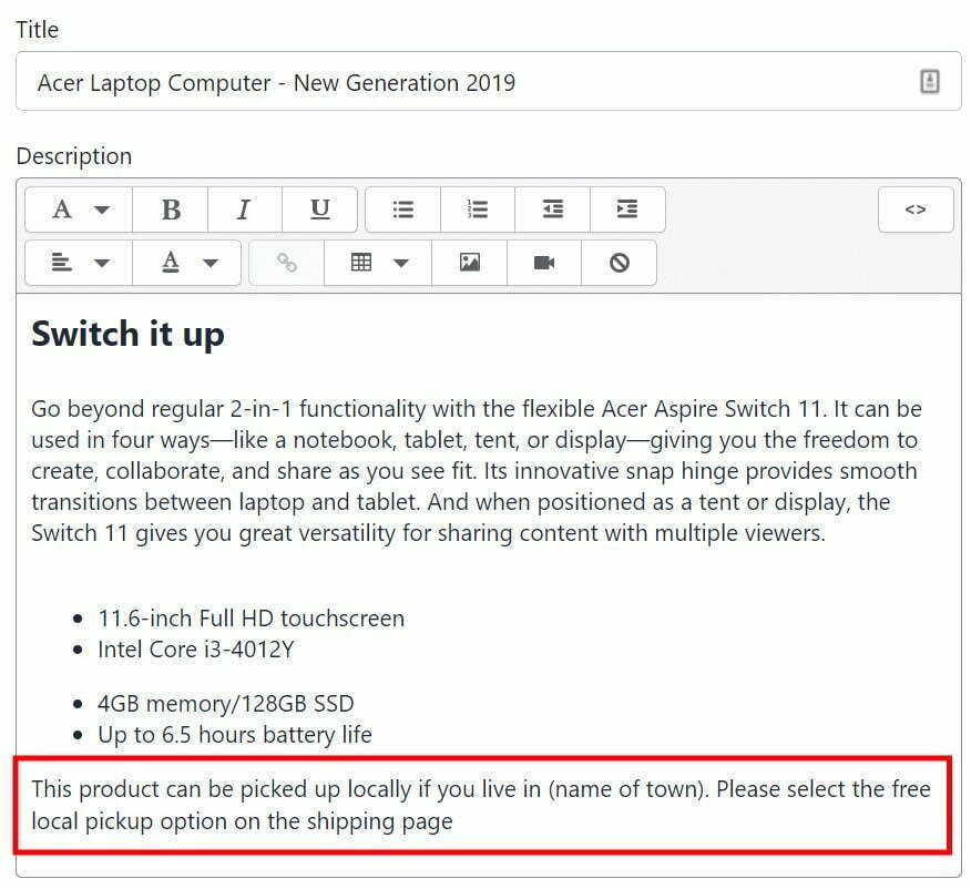 Disable shipping option for pick-up only products