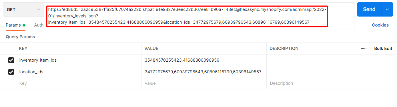 retrieve inventory levels for specified inventory items and locations