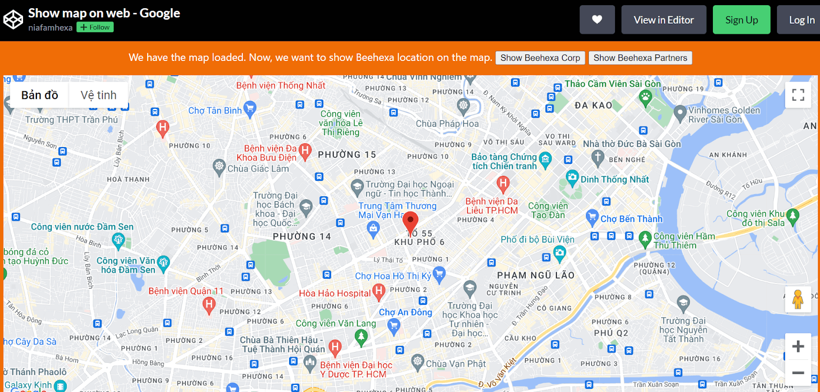 Using Geocoding API to show location