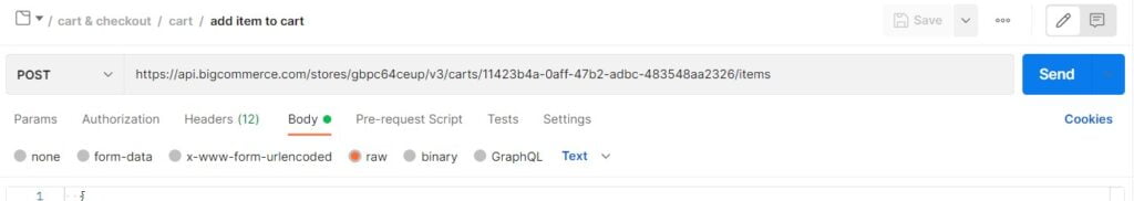 BigCommerce API: How to add an item to a Cart
