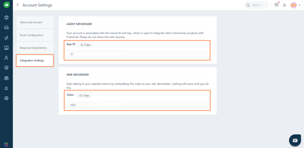 freshchat setting