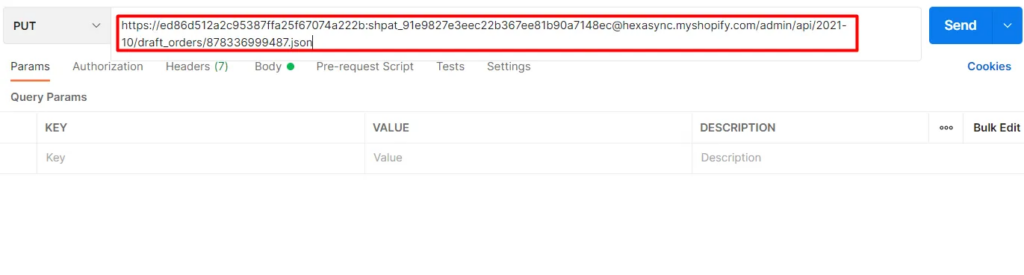 Shopify API 2025 - How to add a note to a draft order using Postman 3 image 2