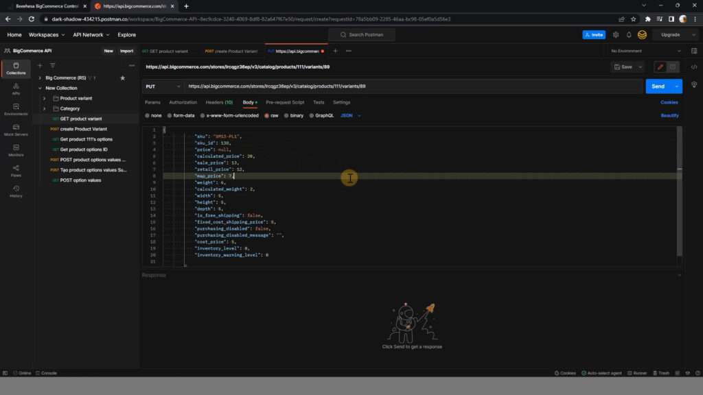 beehexa 2 how to update and delete product variant using postman