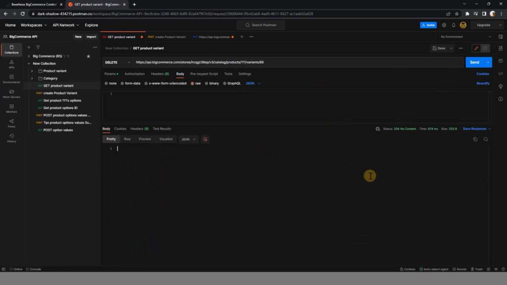 beehexa 4how to update and delete product variant using postman