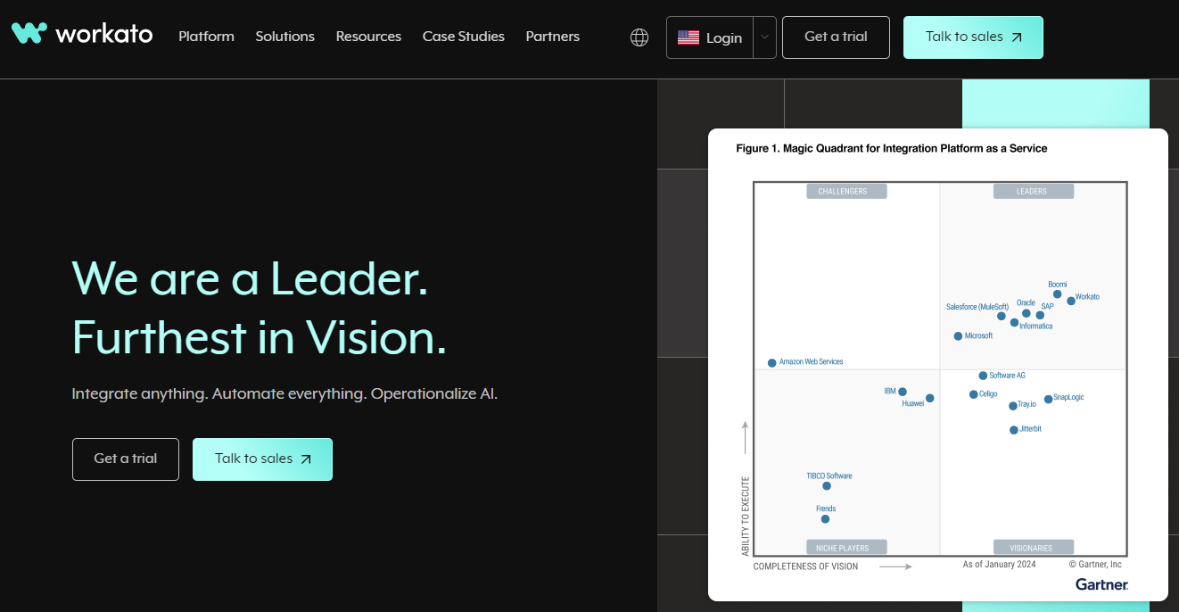 saas integration platform: workato