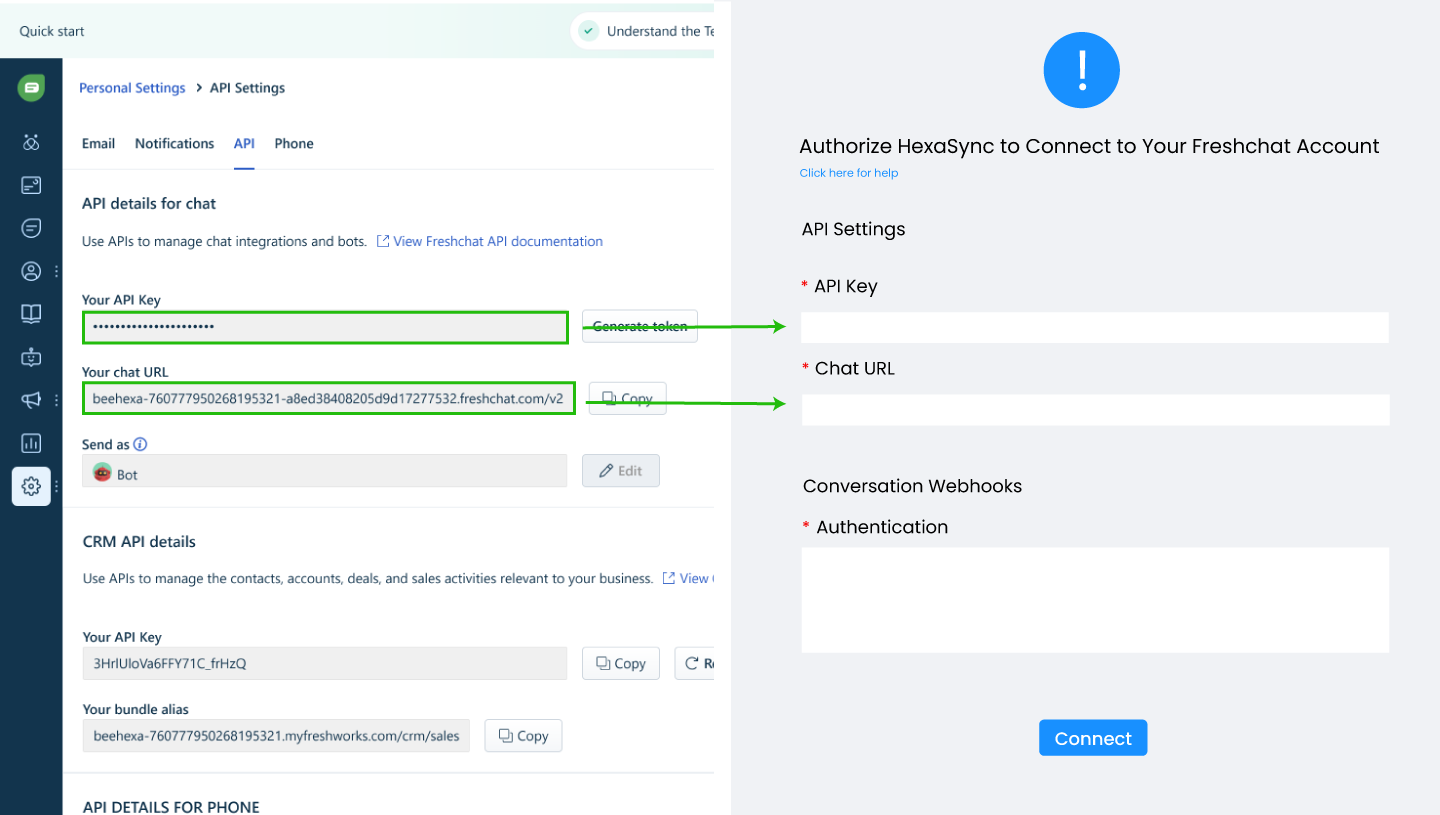 How to Authorize HexaSync to Connect to Your Freshchat Account 6 beehexa authorize freshchat1