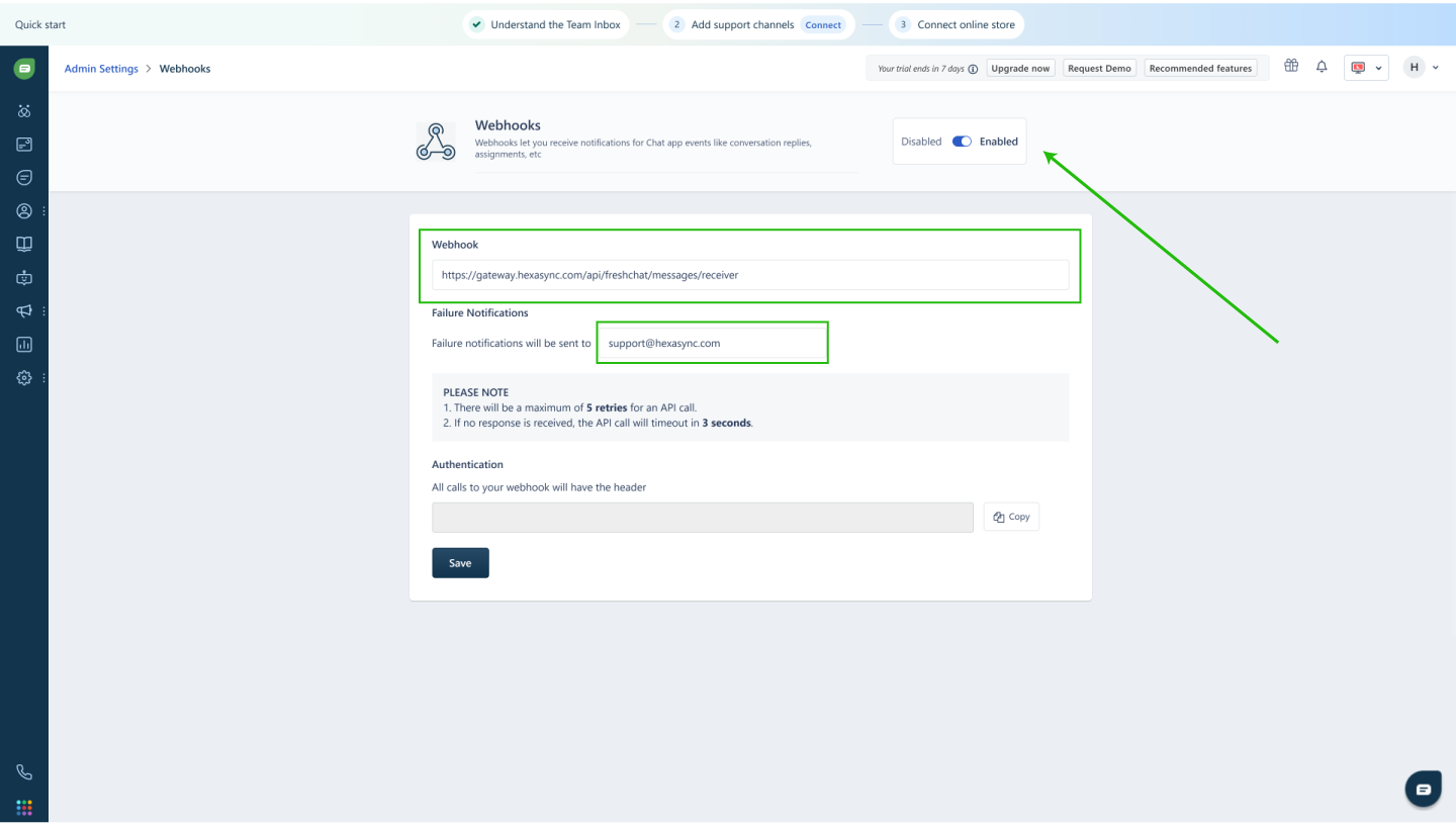 How to Authorize HexaSync to Connect to Your Freshchat Account 8 beehexa freshchat5
