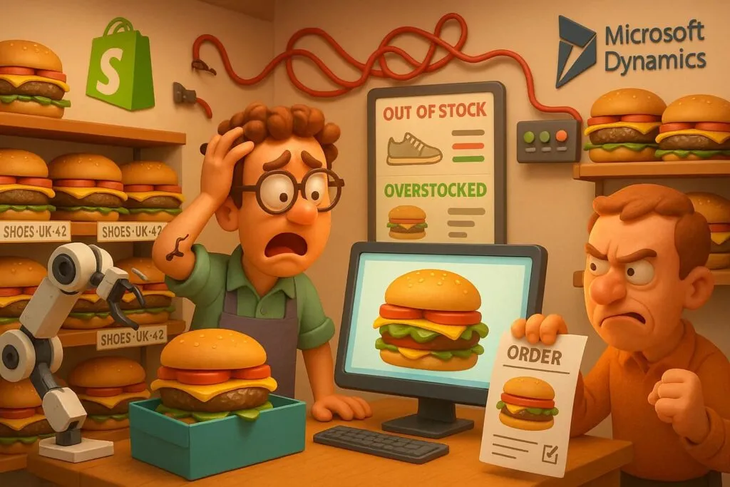 Shopify Connector Nightmare: 5 Mapping Disasters Destroying Your Business 1 Data mapping failure example: Rigid Shopify-BC integration incorrectly displays shoes as sandwiches, disrupting inventory management