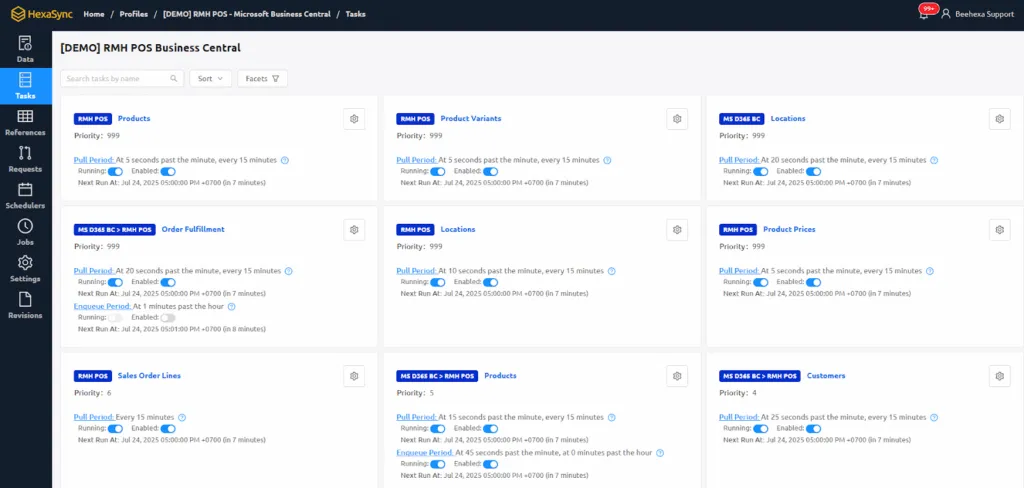 RMH POS and Microsoft Dynamics 365 Business Central Integration - HexaSync Profile Specification 1 task list 1