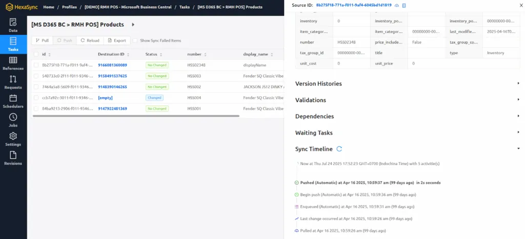 [Figure 6: Product Sync History Checking]