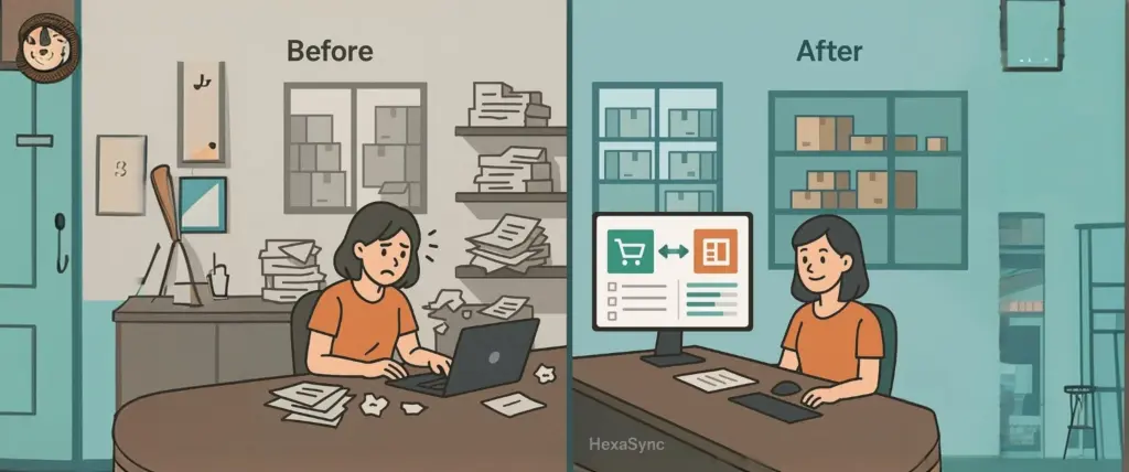 Case Study: Nhà Sách Sao Mai: Giảm 60% chi phí vận hành nhờ tự động hoá quy trình với tích hợp Sapo Omni và MISA Amis qua HexaSync 1 Airbrush image extender 4
