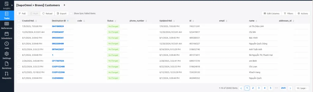Hình 11: Tác vụ Đồng bộ Khách hàng
