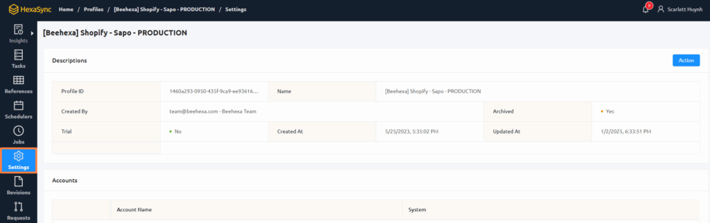 Đặc Tả HexaSync Profile Tích Hợp Shopify Và Sapo 4 Hình 4: HexaSync Profile Settings