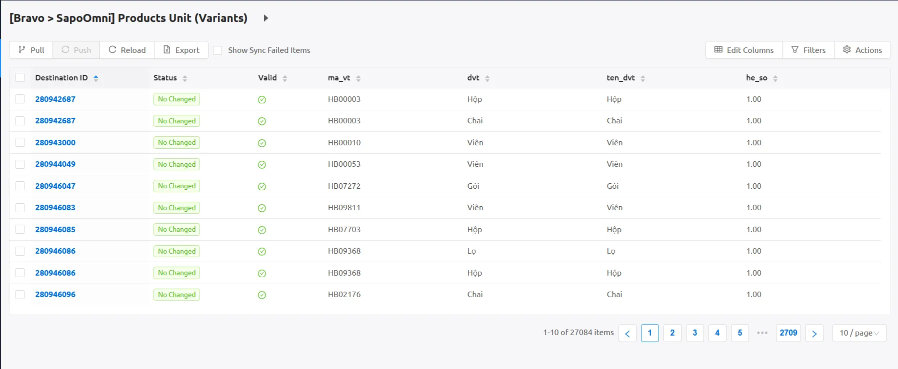 Hình 8: Tác vụ đồng bộ đơn vị tính sản phẩm
