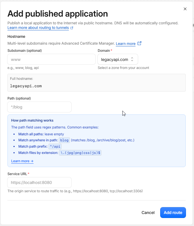 Cloudflare Tunnel Access Guide 2 Figure 2 : Create published application