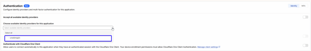 Cloudflare Tunnel Access Guide 5 Figure 5: Setup authentication for Cloudflare Access Application