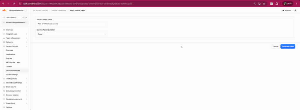 Cloudflare Tunnel Access Guide 6 Figure 6 : Create service tokens